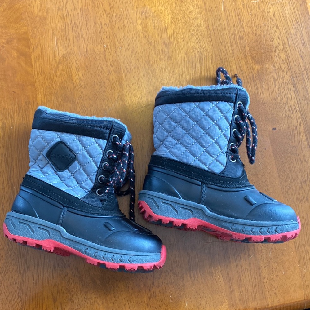 Carters Kids Boots 7 Black Gray Red Like New